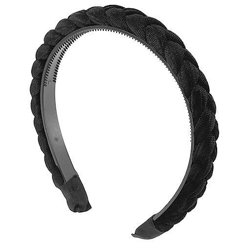 LALADEFIEE Haar Wildleder Stirnband Geflochten für Damen Mädchen Modisches Haarband in Schwarz Haarschonend und Leicht für Freizeit und Besondere Anlässe von LALADEFIEE