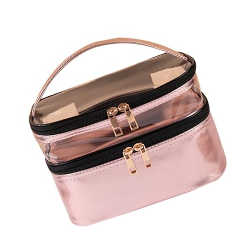 LALADEFIEE Transparente Damen Kosmetiktasche Mit Doppel Schichten Große Reise Make-up Lagerung Tasche Durchsichtige Kulturbeutel Für Waschen Und Reisen von LALADEFIEE