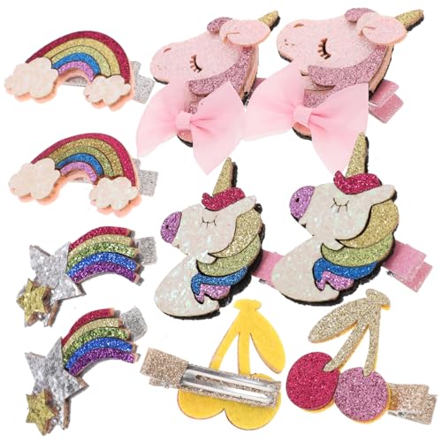LALADEFIEE 10 Stück Glitzer Haarspangen Für Mädchen Pailletten Haarklammern Buntes Haarzubehör Für Kinder Einhorn Schleifen Regenbogen Cherry Geeignet Für Geburtstage Und Besondere von LALADEFIEE