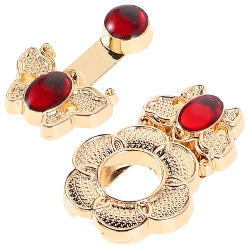 LALADEFIEE 10stücke Metall Cheongsam-schnallen Umhangverschlüsse Schmetterlingsknöpfe Mit Edelstein-einlage Traditionelle Kleiderverschlüsse Für Festlichkeiten von LALADEFIEE