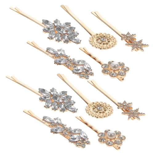 LALADEFIEE 10 Stück Teiliges Haarklammer mit Perlen und Strasssteinen Stabile Bobby Pins für Hochzeit und Alltag Goldfarbene Haarnadeln Dekorative Haarschmuck für Frauen und Mädchen von LALADEFIEE