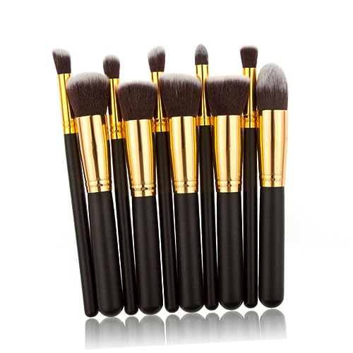 LALADEFIEE 10stücke Teiliges Makeup Pinselset Aus Hochwertigem Synthetischem Material Für Foundation Blending Blush Eyeliner Und Mehr Schwarz Gold LALADEFIEE 10stücke Teiliges Makeup Pinselset Aus Hochwertigem Synthetischem Material Für Foundation Blending Blush Eyeliner Und Mehr Schwarz Gold von LALADEFIEE