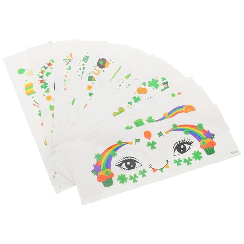 LALADEFIEE 12 Blätter Kleeblatt Gesichtsaufkleber für St Patrick'S Day Temporäre Tattoos für Erwachsene und Kinder Wasserfeste Festival Make Up Accessoires von LALADEFIEE