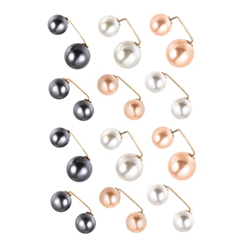 LALADEFIEE 12 Stück Teiliges Perlen Broschen Pullover Cardigan Clips aus Kupfer Vielseitige Anstecknadeln für Damen Schal und Kleidungsclips Schmuckbroschen für Alltag und Party von LALADEFIEE