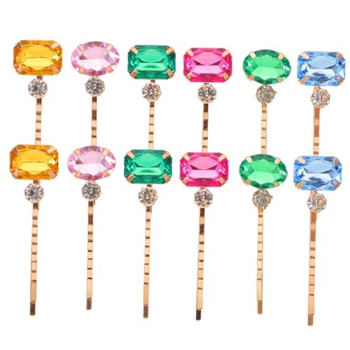 LALADEFIEE 12stücke Acryl Strass Haarspangen Clips Bobby Pins Für Frauen Mädchen Haar Styling Accessoires Mit Bunte Farbe Für Hochzeit Party Gebrauch von LALADEFIEE