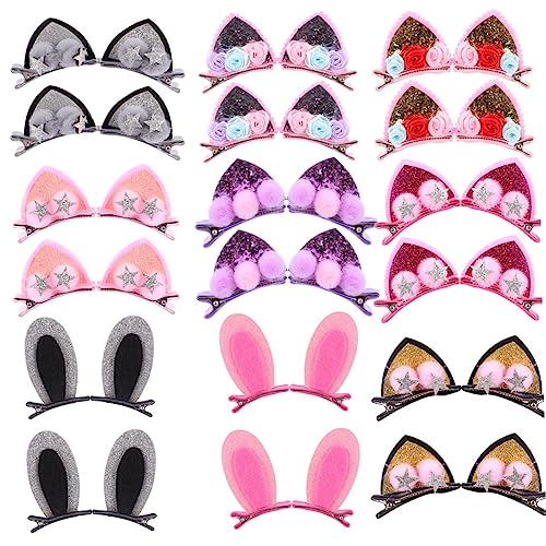 LALADEFIEE 18 Stück Kinder Hasenohr Haarspangen Süße Katzenohr Kopfbedeckung Für Mädchen Für Partys Und Besondere Anlässe von LALADEFIEE