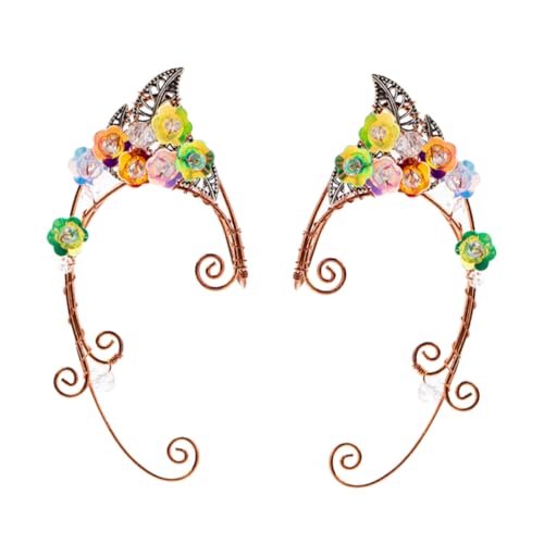 LALADEFIEE 1Paar Elf Ohrmanschetten für Damen Clip Ohrringe Piercing Farbenfrohe Elf Designs Leichter Ohrschmuck für Frauen Partys Besondere Anlässe von LALADEFIEE