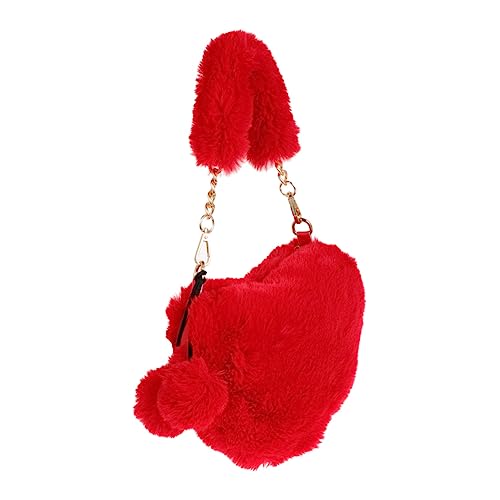 LALADEFIEE 1stück Plüsch Herzform Handtasche Für Damen Furry Handtasche Für Alltag Shopping Und Partys Aus Strapazierfähigem Kunstwollmaterial Modisches Accessoire Für Jede Gelegenheit von LALADEFIEE