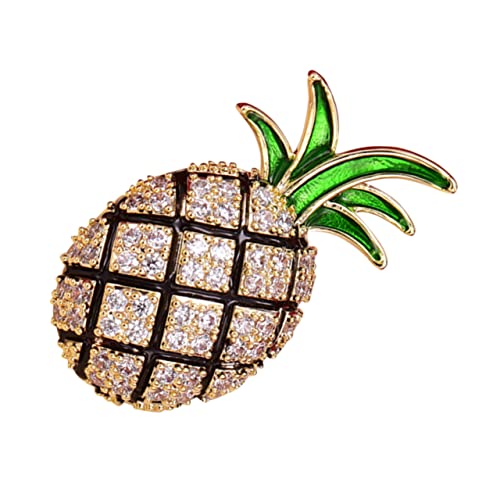 LALADEFIEE Ananas Brosche Glitzer Eingelegt Goldene Legierungsbrosche Für Formelle Kleidung Halsschmuck Accessoire Unisex Für Abendgarderobe Und Kreative Dekoration von LALADEFIEE