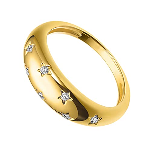 LALADEFIEE Schmuck Ringe Gold Stern Zirkon Hochzeit Finger Decor Schmuck Ringe Fingerringe Modische Delicate Decor Ring von LALADEFIEE