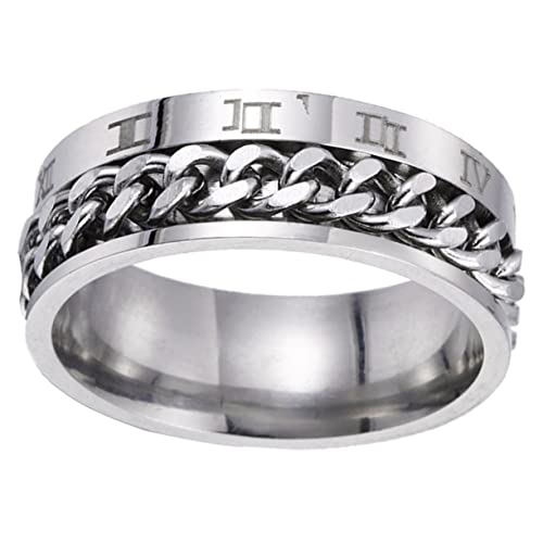 LALADEFIEE 1Stück Titanstahl Kettenring mit Römischen Ziffern Unisex Schmuck Verstellbarer Ring für Hochzeit Verlobung Party Besondere Anlässe Stilvoller LALADEFIEE 1Stück Titanstahl Kettenring mit Römischen Ziffern Unisex Schmuck Verstellbarer Ring für Hochzeit Verlobung Party Besondere Anlässe Stilvoller von LALADEFIEE