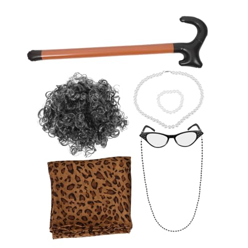 LALADEFIEE Perücke Für Ältere Dame Graue -perücke Zum Anziehen Für Ältere Frau Kostüm Für Für Frauen Für Frauen Für Menschen -requisiten -kostüm von LALADEFIEE