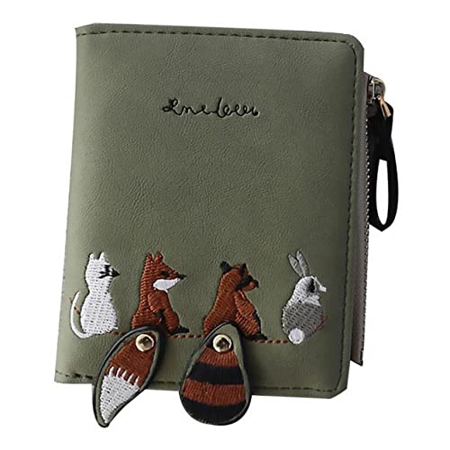LALADEFIEE 1stück Multifunktionale Tier-geldbörse Im Niedlichen Design Für Damen Mit Mehreren Fächern Für Karten Und Bargeld Eleganter Dunkelgrüner Farbe von LALADEFIEE