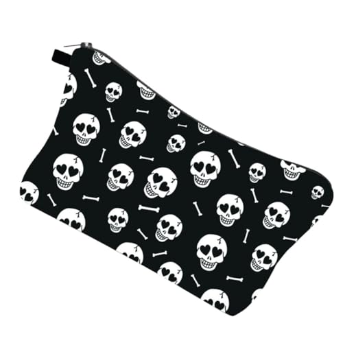 LALADEFIEE 1stück Skull Pattern Kosmetiktasche Wasserdichtes Reise Und Toilettenetui Für Damen Leichte Und Strapazierfähige Make-up Aufbewahrungstasche Mit Reißverschluss Für Reisen Und von LALADEFIEE