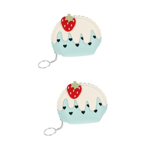 LALADEFIEE 2 STK Mini-geldbörse Geldbörsen Für Schlüsselanhänger Brieftasche Mit Umlaufendem Reißverschluss Brieftaschen Für Erdbeermünzen Aufbewahrungstaschen Mit Reißverschluss Blue Pu von LALADEFIEE