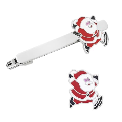 LALADEFIEE 2 Stück Adorable Weihnachtskrawattenklammer aus Langlebiger mit Mini-santa-claus-motiv Verhindert Verrutschen Hält Krawatte Gerade Festliches Accessoire für Herrenanzüge und von LALADEFIEE