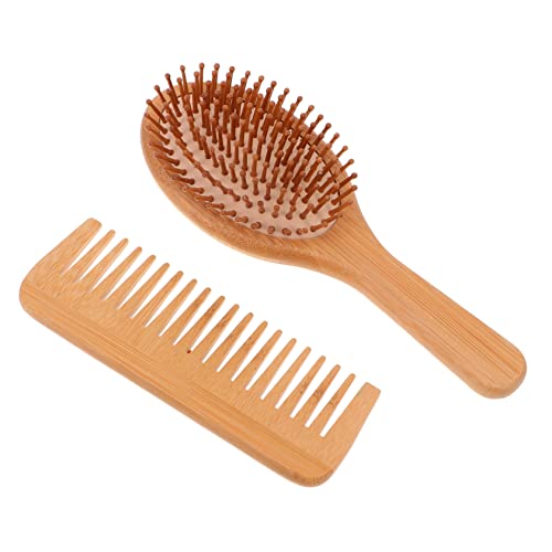 LALADEFIEE 2 Stück Bambus Entwirrungsbürste Mit Breiten Zähnen Paddelbürste Für Kinder Und Erwachsene von LALADEFIEE