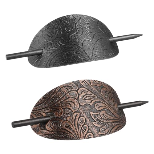 LALADEFIEE 2stücke Teiliges Ovaler Haarnadeln Aus Leder Und Eleganter Haarschmuck Für Damen Für Hochsteckfrisuren Und Tägliches Styling Schwarz Und Antikbronze von LALADEFIEE