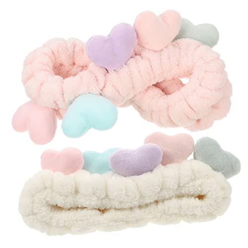 LALADEFIEE 2stücke Herz Stirnband Zum Waschen Des Gesichts Für Make-up Bezauberndes Kawaii Haarband Stretch-funktion Geeignet Für Hautpflege Und Spa-behandlungen von LALADEFIEE
