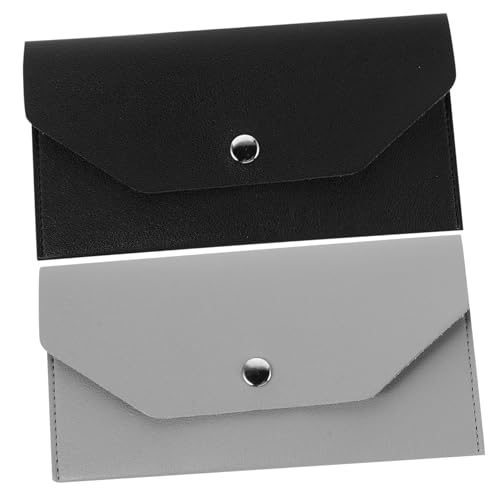LALADEFIEE 2 Stück Geldbörsen Damen Vintage PU Kleingeldbörse mit Druckknopf Kleine kompakte Geldbörse Kompakt Portemonnaie für Alltag und Business in Schwarz von LALADEFIEE