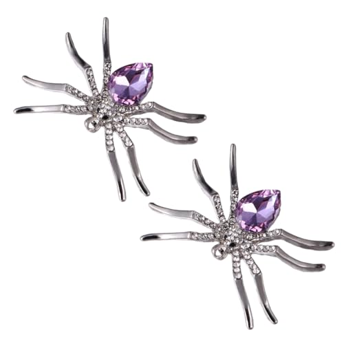 LALADEFIEE 2 Stück Kristallspinne Brosche Halloween Spinnen Anstecknadel aus Langlebiger Legierung Funkelnde Dekoration für Kleidung Taschen Hüte Geschenkidee für Damen von LALADEFIEE