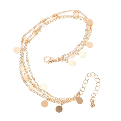 LALADEFIEE 2 Stück Mehrlagige Fußketten aus Metalllegierung für Frauen Kreative Boho Fußkettchen Modischer Knöchelschmuck für Strand Party und Alltag Glänzende Goldfarbene Damen Fußketten von LALADEFIEE
