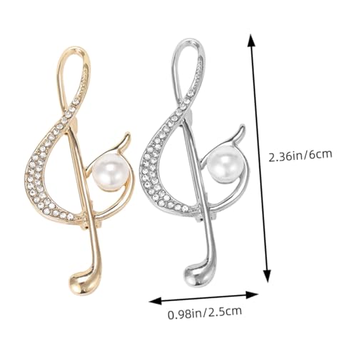 LALADEFIEE 2 Stück Musiknoten Anstecknadeln Damen Broschen Modisch mit Perlenbesatz Kleidung Schmuck Accessoires für Musikliebhaber von LALADEFIEE