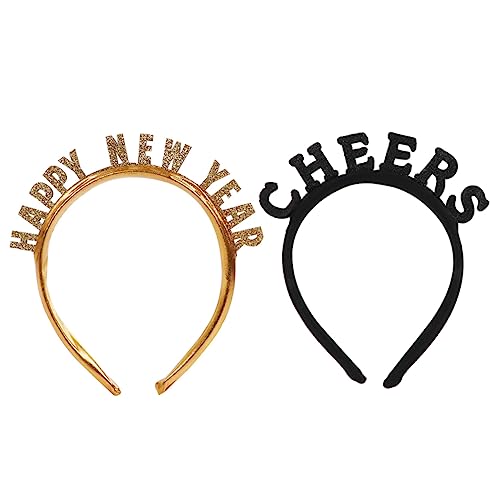 LALADEFIEE 2 Stück Neujahrs Haarreif Festliche Kopfbedeckung Kunststoff Partyhaarschmuck für Silvesterfeier Fotoaccessoire für Damen und Mädchen von LALADEFIEE