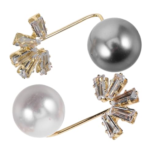 LALADEFIEE 2 Stück Perlen Broschen Sicherheitsnadeln aus Langlebigem Material Vielseitige Kleidungspins zum Fixieren von Cardigans Kleidern und Röcken Praktische Modeaccessoires für Frauen von LALADEFIEE