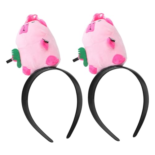 LALADEFIEE 2er Satz Capybara Stirnband Cartoon Party Kopfbedeckung Stoff Stirnbänder Für Mädchen Festliches Haarband Kostümzubehör Für Bühnenauftritte von LALADEFIEE