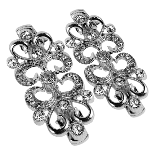 LALADEFIEE 2 Stück Strasssteine Kleid Clip Zinklegierung Cardigan Verschluss Multifunktional für Damen Pullover Schal Brosche Schmuck Kleidungsclip Glamouröses Accessoire Silber von LALADEFIEE