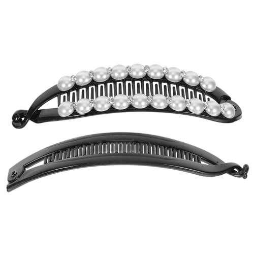 LALADEFIEE 2 Stück Teiliges Perlen Banana Clip Haarkämme für Damen Ergonomisches Design für Starken Griff und Komfortables Tragen Geeignet für Büro Freizeit Feines und Dickes Haar Stilvolle von LALADEFIEE