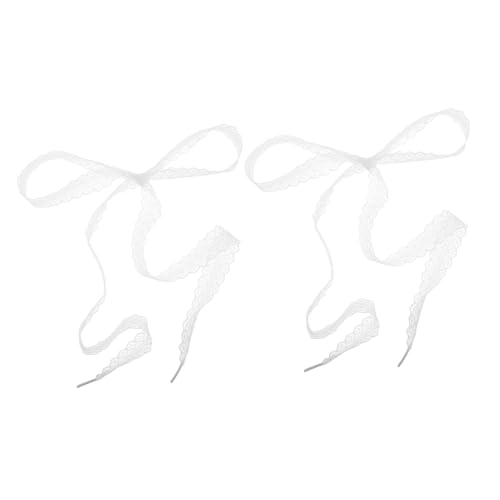LALADEFIEE 2 Stück Teiliges Spitzen schnürsenkel Damen Elastisch Schnürsenkel Geeignet für High Heels Sneaker und Flache Schuhe Langlebig Modisch Verspieltes Design im Ballettstil Weiß von LALADEFIEE