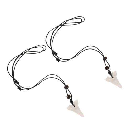 LALADEFIEE 2 Stück Unisex Haizahn Halskette Weiß Realistisch Simulierte Zähnen Anhänger Halskette für Damen und Herren Vielseitiger Schmuck für Party Date Alltag von LALADEFIEE