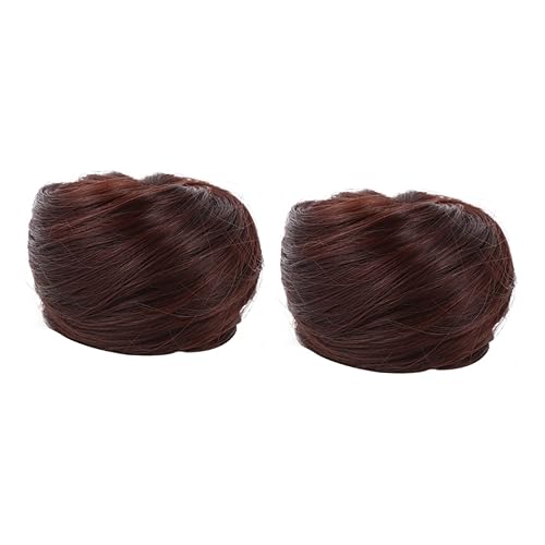 LALADEFIEE 2 Stücke Synthetische Haar Dutt Perücke Schnell Clip-on Haar Chignon Für Frauen Braun Messy Bun Stücke von LALADEFIEE