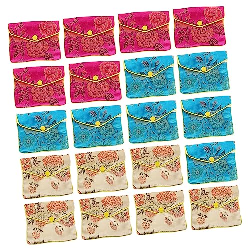 LALADEFIEE 20 Stücke Stickerei Schmuck Beutel Weiche Lagerung Kordelzug Taschen Vintage Tasche Für Mädchen Hochzeit Party Gefälligkeiten von LALADEFIEE