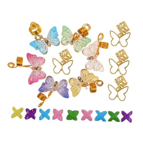 LALADEFIEE 20stücke Perle Clip Dreadlock Dekoration Frau Boho Locs Anhänger Haarperlen Haarring Styling Zubehör Metall Charms Ringe Clipper Für Damen von LALADEFIEE