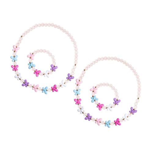 LALADEFIEE 2Sätze Mädchenschmuck Teiliges Armband und Halskette mit Schmetterlingsdesign für Kindergeburtstagsfeiern Urlaubsfeiern und Täglichen Spaß Langlebig und Bequem von LALADEFIEE