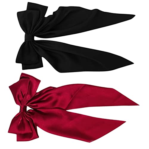 LALADEFIEE 2stücke Große Haarspangen Mit Schleifen Für Damen Und Mädchen Elastische Haarklammern Und Weinrot Für Hochzeiten Partys Und Alltag von LALADEFIEE