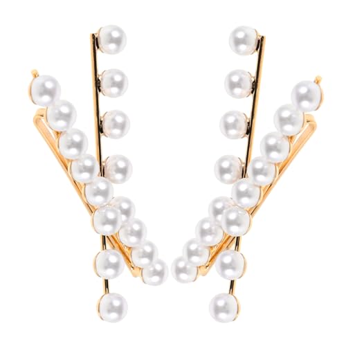 LALADEFIEE 2stücke Metall Haarspangen Mit Kunstperlen Kleine Clips Perlen Haarschmuck Seitliche Haarspangen Für Damen Gekreuzte Haarklammern von LALADEFIEE