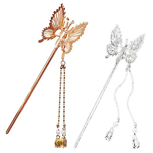 LALADEFIEE 2stücke Metall Haarspangen Mit Schmetterling Und Quaste Eleganter Haarschmuck Für Duttfrisuren Langlebig Und Leicht Für Damen-haarstyling LALADEFIEE 2stücke Metall Haarspangen Mit Schmetterling Und Quaste Eleganter Haarschmuck Für Duttfrisuren Langlebig Und Leicht Für Damen-haarstyling von LALADEFIEE