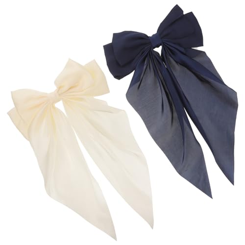 LALADEFIEE 2stücke Grosse Haarklammern Mit Schleifen Damen Haarspangen Aus Seide Große Haarschleifen Für Dickes Haar Haar Zubehör Für Make-up Und Alltag von LALADEFIEE