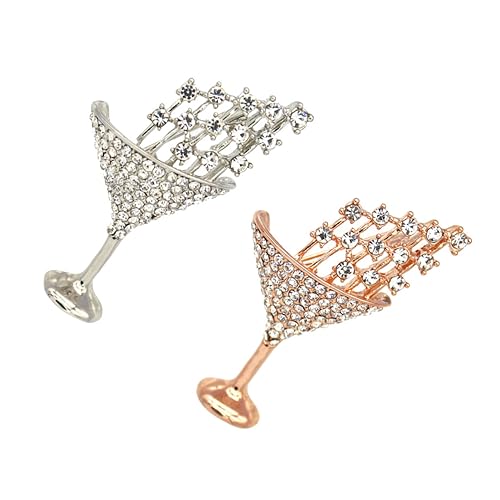 LALADEFIEE 2 Stück Cocktailglas Brosche Kreative Anstecker Aus Metall Schickes Partyzubehör Für Festlichkeiten Und Geschenke Trendige Brosche Für Frauen von LALADEFIEE