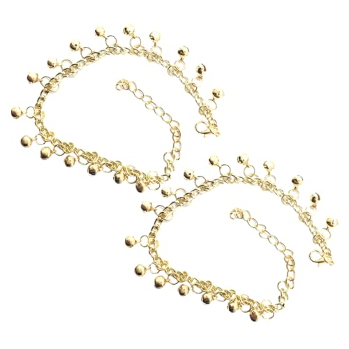 LALADEFIEE 2 Stück Verstellbare Glöckchen Fußkettchen für Frauen Mehrlagige Metall Fußkette Sommer Strand Schmuck Damen Fußschmuck mit von LALADEFIEE