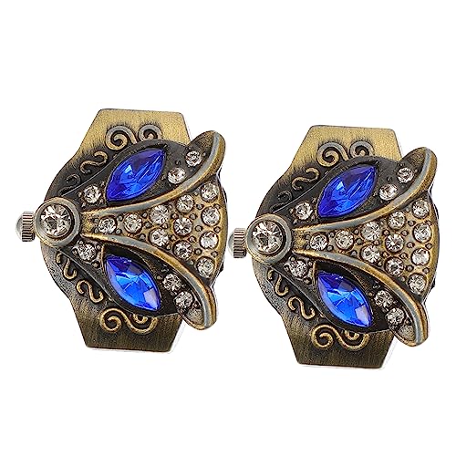 LALADEFIEE 2Stücke Kreative Fingeruhr im Fuchsdesign Elastische Ringuhr für Damen Herren Vintage Fingerring Uhr mit Blauem Auge für Festivals von LALADEFIEE