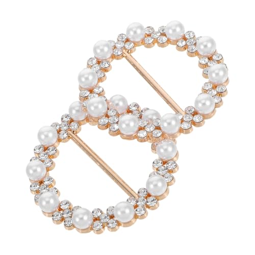 LALADEFIEE 2er Satz Schalring-clips Mit Strasssteinen Runde Hemmclips Mit Perlen T-shirt-krawattenringe Modisches Bekleidungszubehör Für Damen von LALADEFIEE