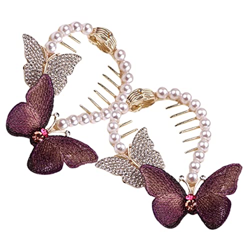 LALADEFIEE Haarknoten-accessoires für Damen 2 Stück Strass-schmetterlings-dutt-clip Haarspange Pferdeschwanz-clip Modisch und Einfach Zu Verwenden von LALADEFIEE