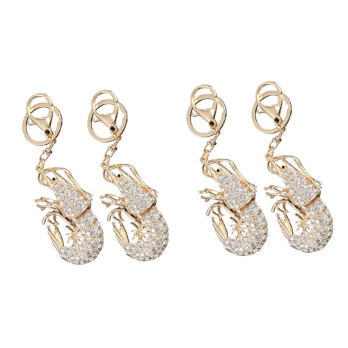 LALADEFIEE 2sets Strass Schlüsselanhänger Garnelen Charme Dekorative Tasche 2 Stücke * 2 von LALADEFIEE