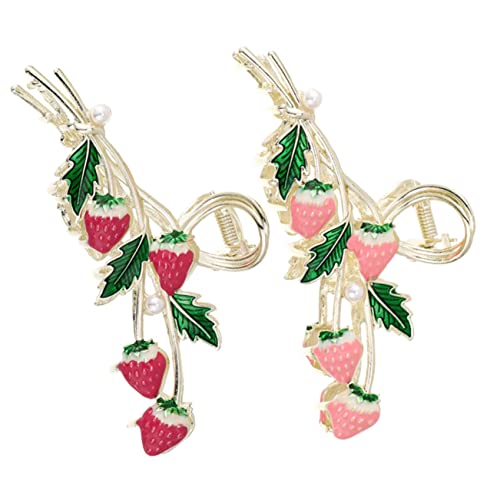 LALADEFIEE Erdbeer-haarklammern 2 Stück Haarschmuck Für Damen Und Mädchen Rutschfeste Metallklammern Dekorative Kopfschmuck von LALADEFIEE