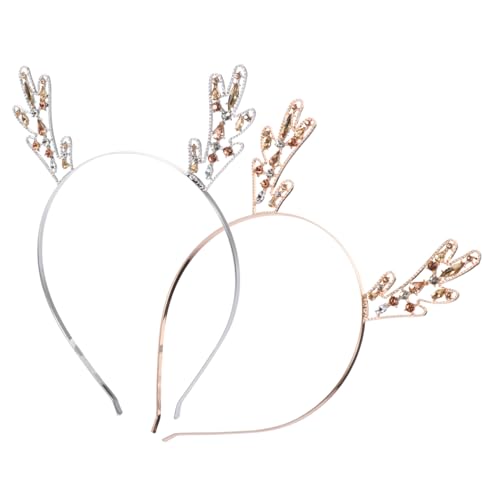 LALADEFIEE 2stücke Weihnachts-rentier Geweih Haarschmuck Mit Strass Elegantes Haarband Für Festlichkeiten Und Partys Für Damen-accessoires Und Roségold von LALADEFIEE